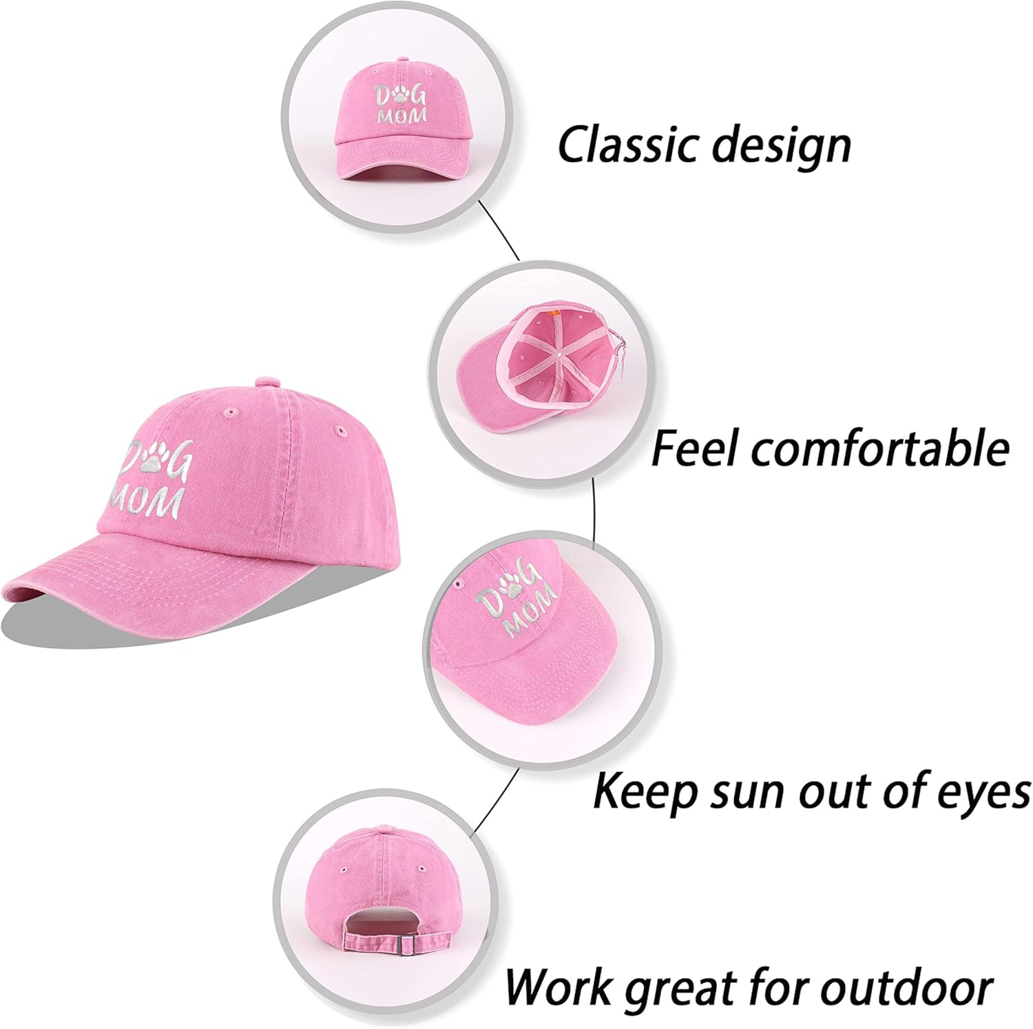 Dog Mom Hat Dog Mom Gifts for Women Embroidered Adjustable Dog Lovers Baseball Cap - Image 3