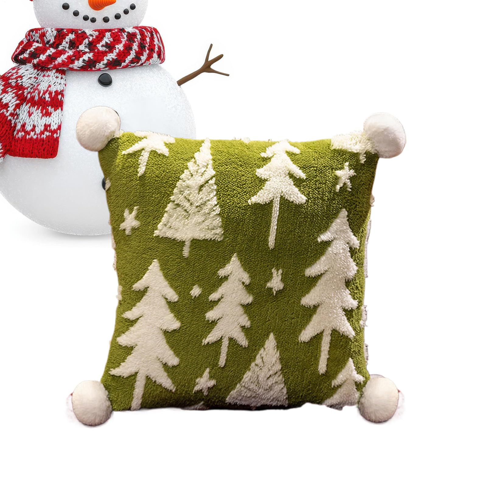 Coussin en peluche sapin de Noël bohème pour déco salon et chambre