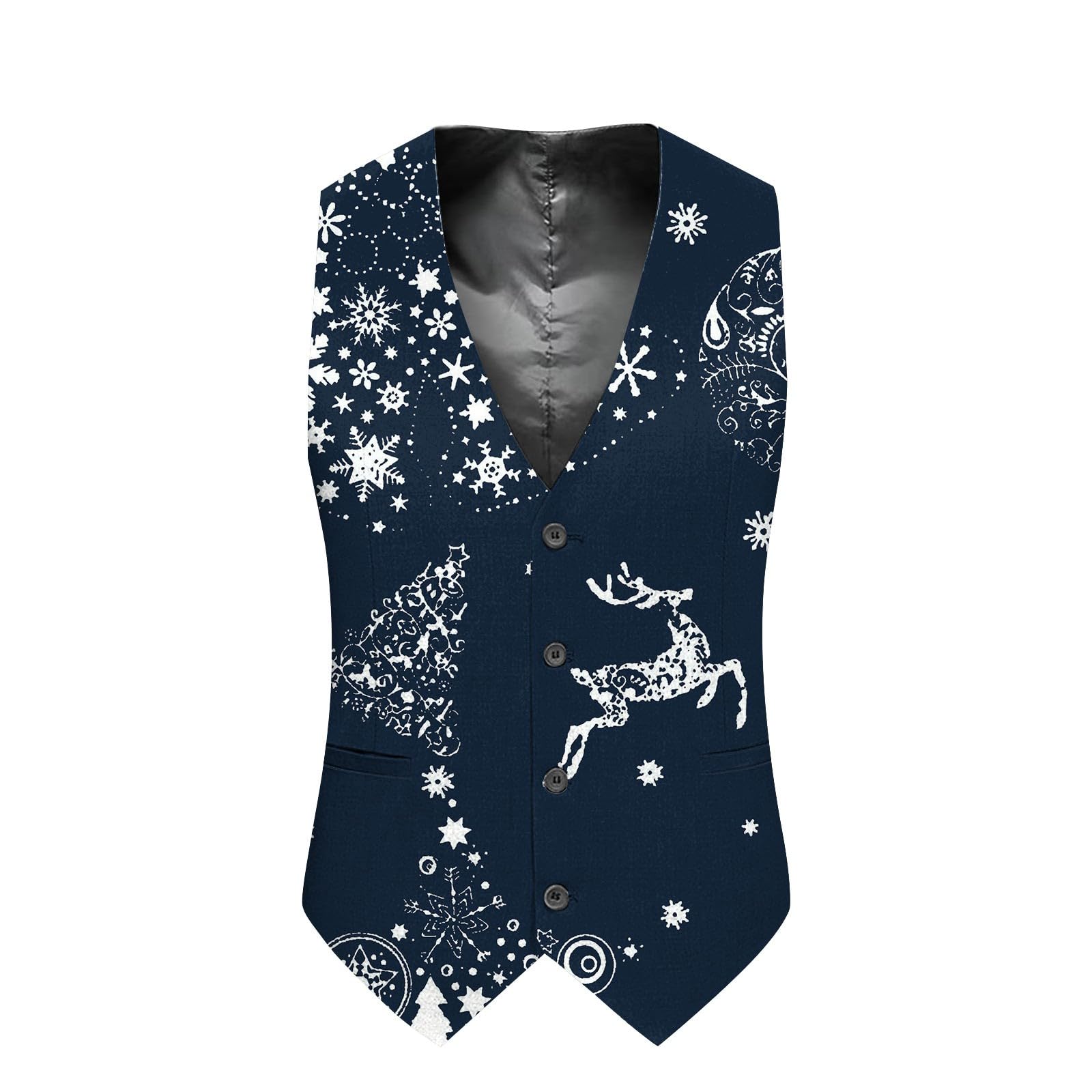 Mens Christmas Suit Vest Christmas Waistcoat Mens Fun Waistcoat Fun Xmas Festive Happy Xmas Waistcoats V Neck Sleeveless Slim Fit Party Costumes Party Dress Up Vest Suit