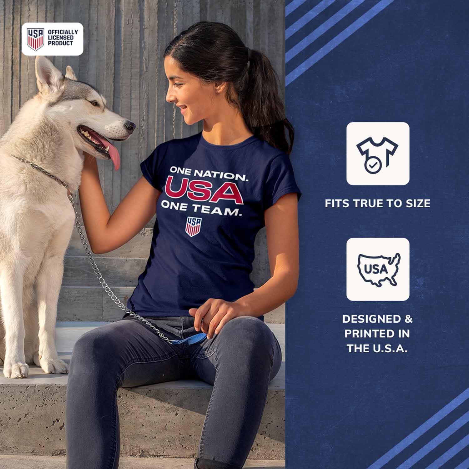 The Victory Officially Licensed Unisex Adult US National Soccer Team One Nation One Team Slogan Short Sleeve T-Shirt (USA National Team - Navy, Medium) - Image 5