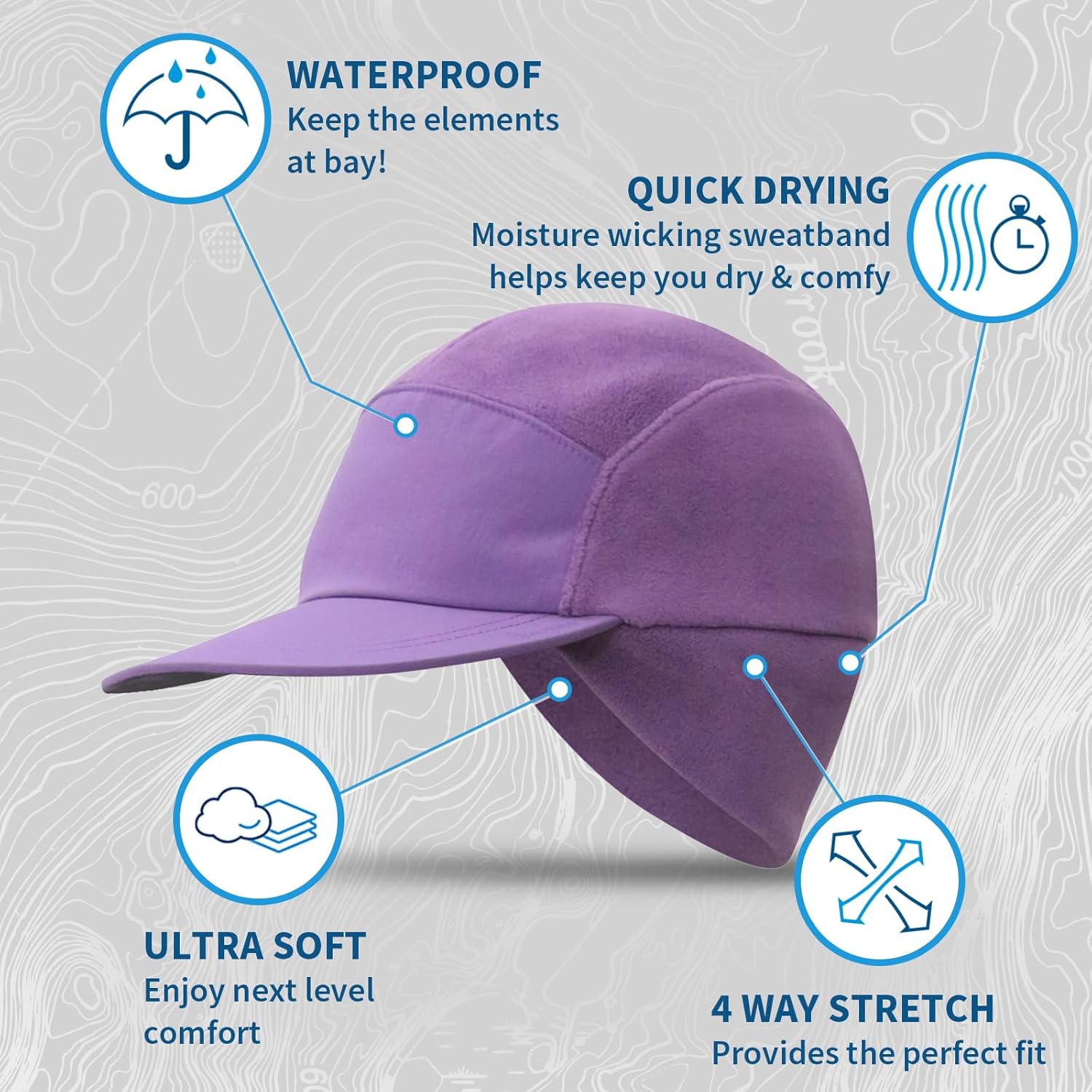 TrailHeads Ponytail Hat for Women – Fleece Winter Running Cap Soft Foam Brim, Ripstop Front & Drop-Down Ear Warmers