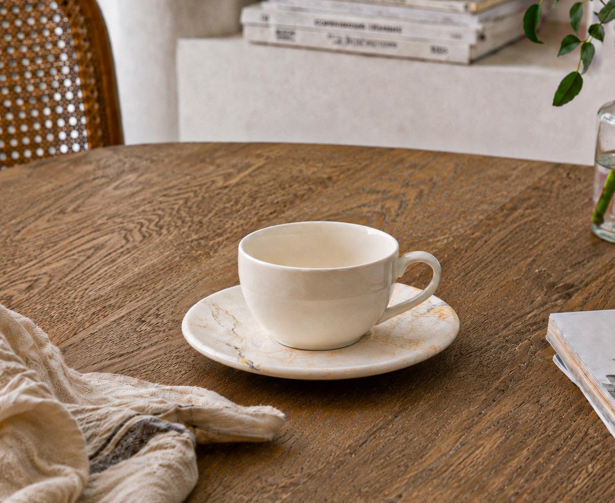 Bonna Granix - Tasses à café et soucoupe - 250 cc - Porcelaine - lot de 6
