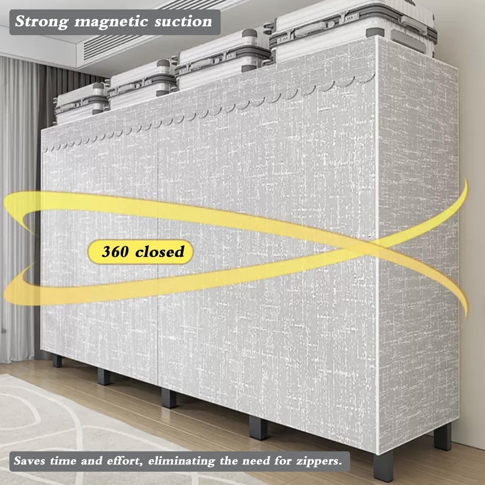 Robuster, Faltbarer Kleiderschrank Mit Rädern, Metallrahmen, Tragbarer | Stoff-Kleideraufbewahrungsorganisator(125*52*180cm)