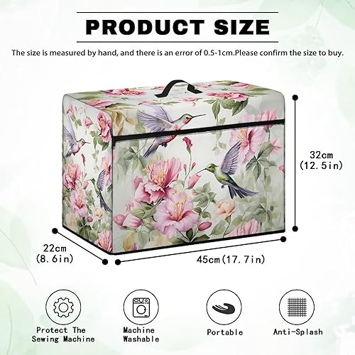 Miniatura 172 de Mumeson Cubierta antipolvo para máquina de coser de gatos negros con flores, para la mayoría de máquinas de coser estándar, plegable, duradera