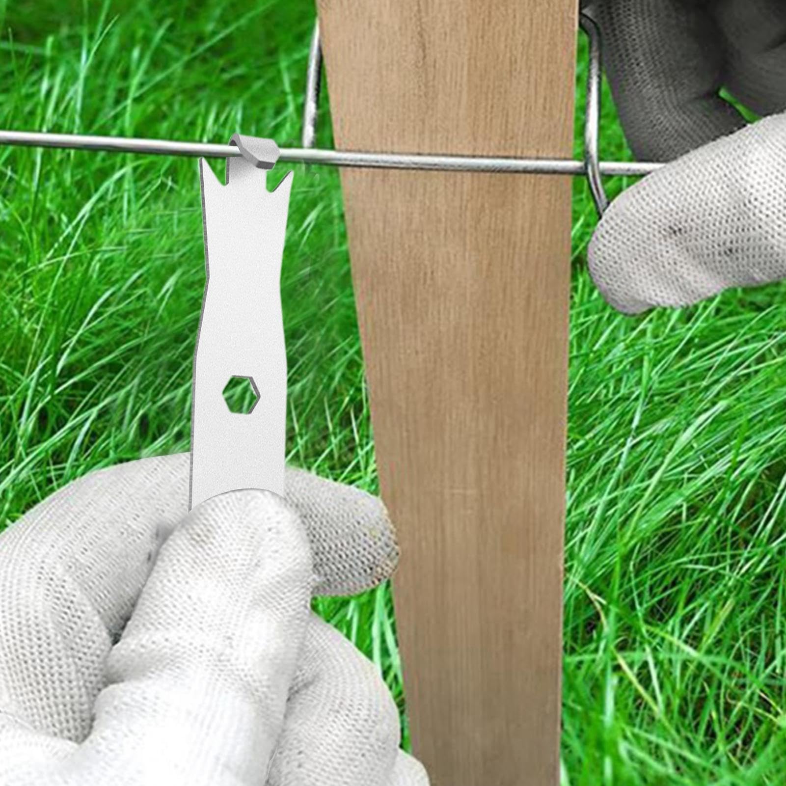 Herramienta tensora de alambre de cerca, acero inoxidable, 15 x 0,91 cm, alta resistencia, herramienta para torcer cables de púa con mango compacto, torcedora de alambre para vallas de granja, vallas — view 3