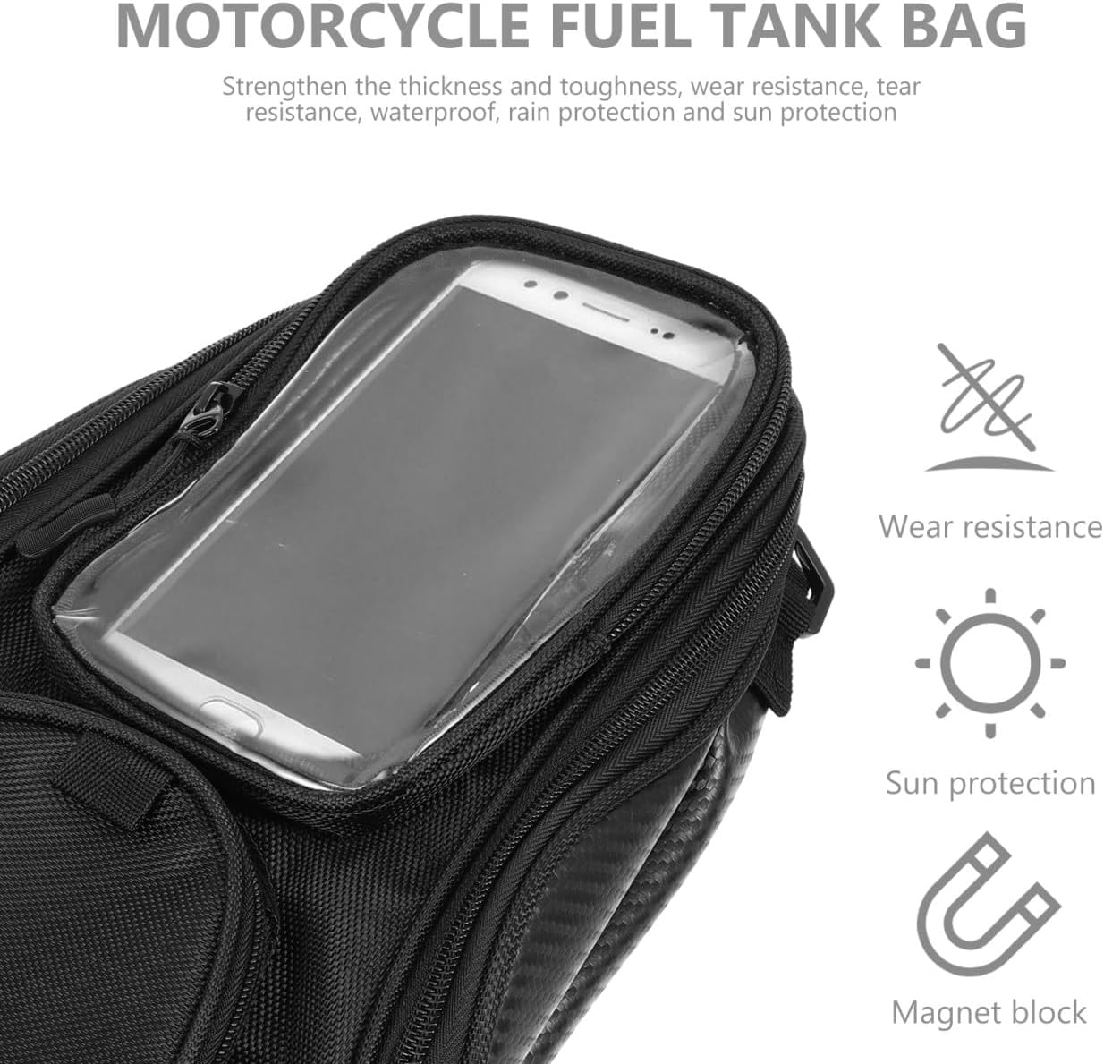 Motorcycle Tank Pouch Magnetic Motorbike Bag Large Oxford Cloth Tool Storage Motorbike Accessory for Riding and Travel