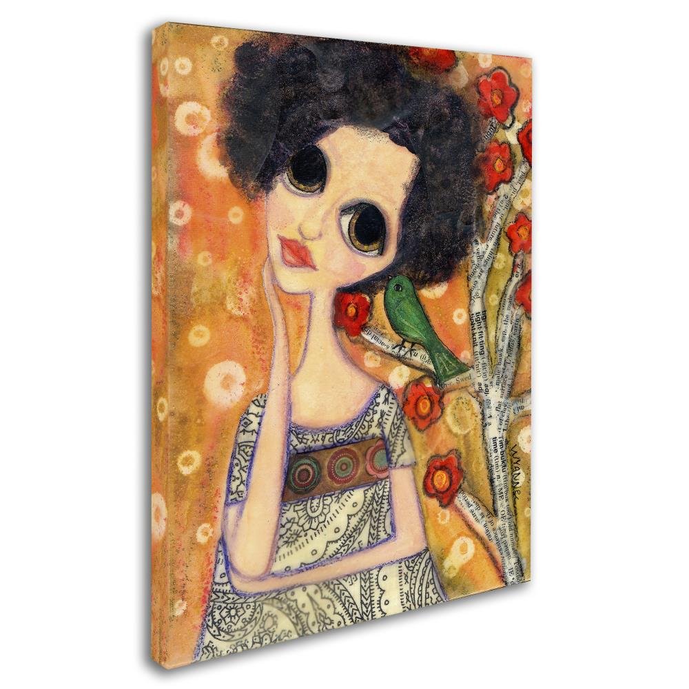 Trademark fine art Wyanne 'Big Eyed Girl A Birdy Told Me' Toile