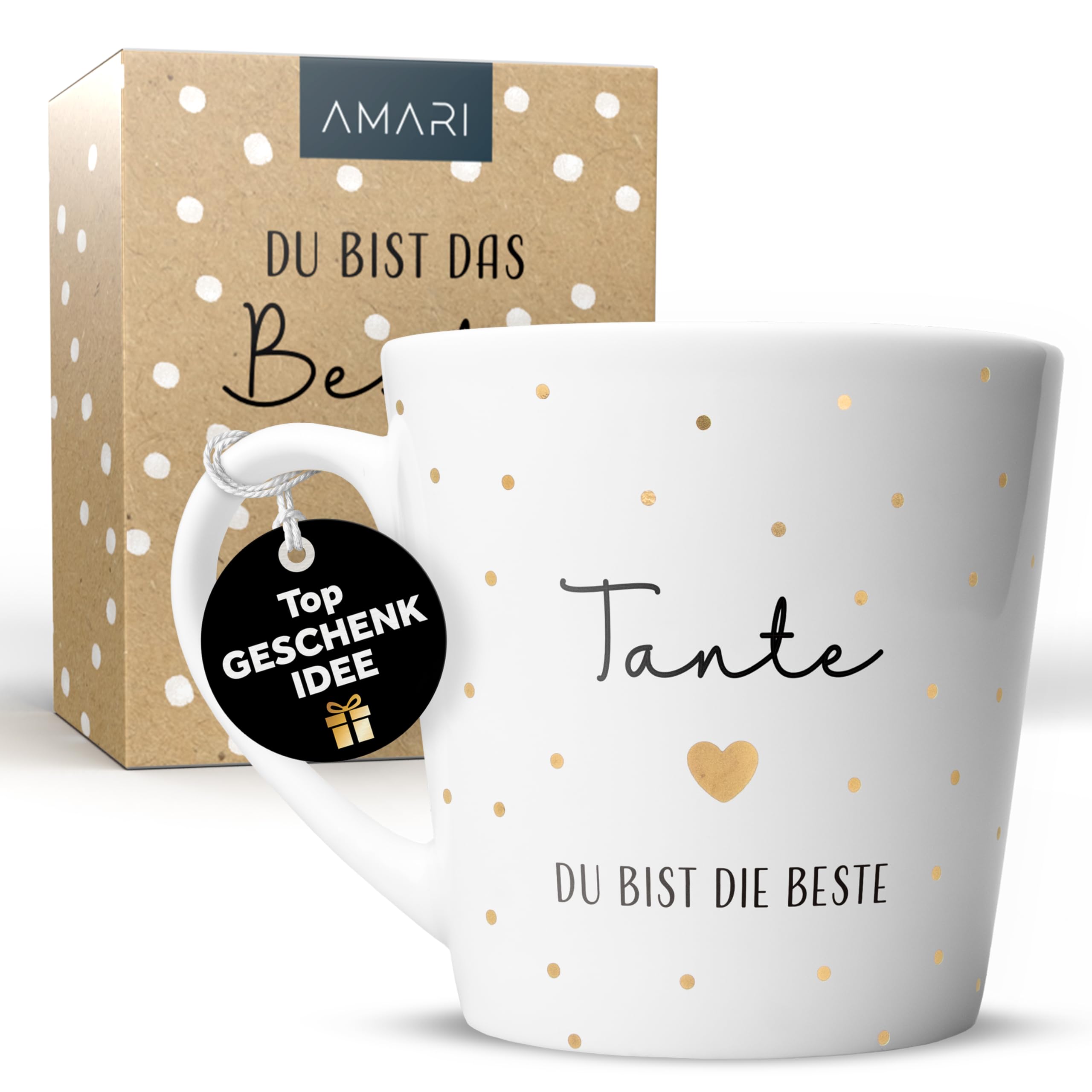 Amari® Tante Tasse - Geschenk für die Tante - Dankeschön Tasse - Beste Patentante Kaffeebecher, Teetasse