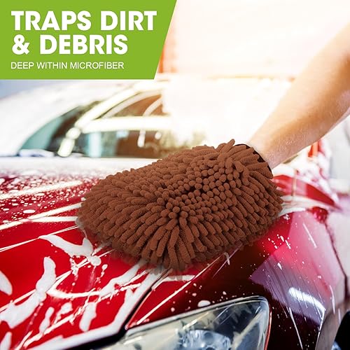 Miniatura 4 de Hushee 24 manoplas de microfibra de chenilla para lavado de automóvil, sin arañazos, esponja de lavado de autos, SUV, barco, motocicleta, camiones