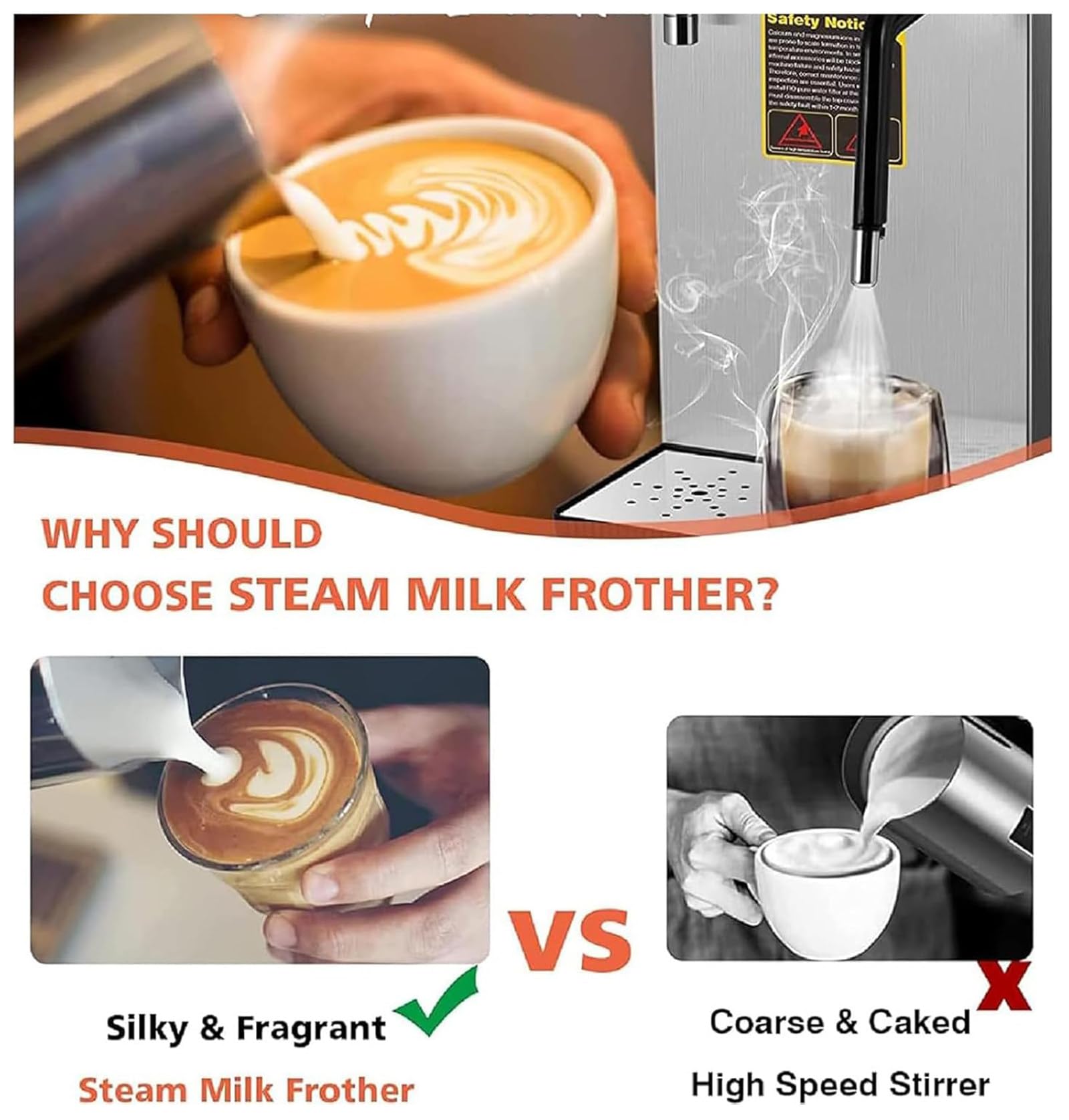 Espumador de Leche Comercial,Máquina eléctrica de Espuma de Leche a Vapor,Máquina de Vapor de Leche con Capacidad de 800 ml, Máquina automática de Espuma de Leche de café