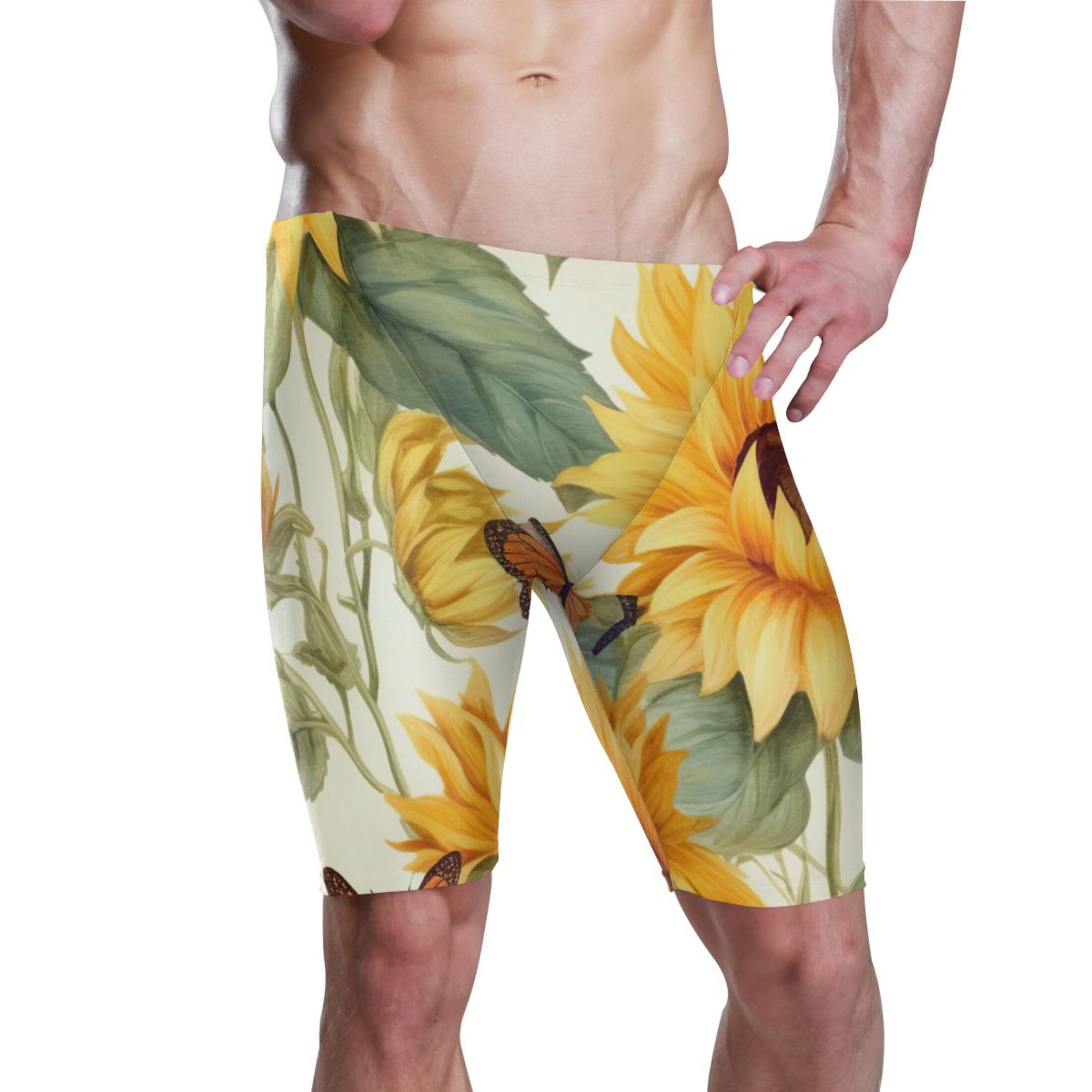 UMIRIKO Sunflower Butterfly Men's Swim Jammers Racing & Training Swimsuit Fast, Flexible,Comfortable XXXL B0401494, 3X-Large