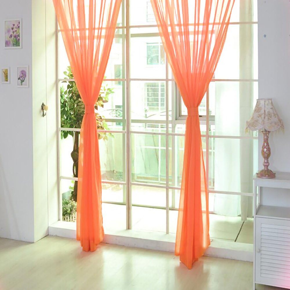 Spritumn 1 PCS Curtain Drape, Sheer Curtains White Transparent Classical Solid Curtains Voile Bedroom Ultra Soft Windows High Thread with Rod Pocket Balcony Decor Living-room (F)