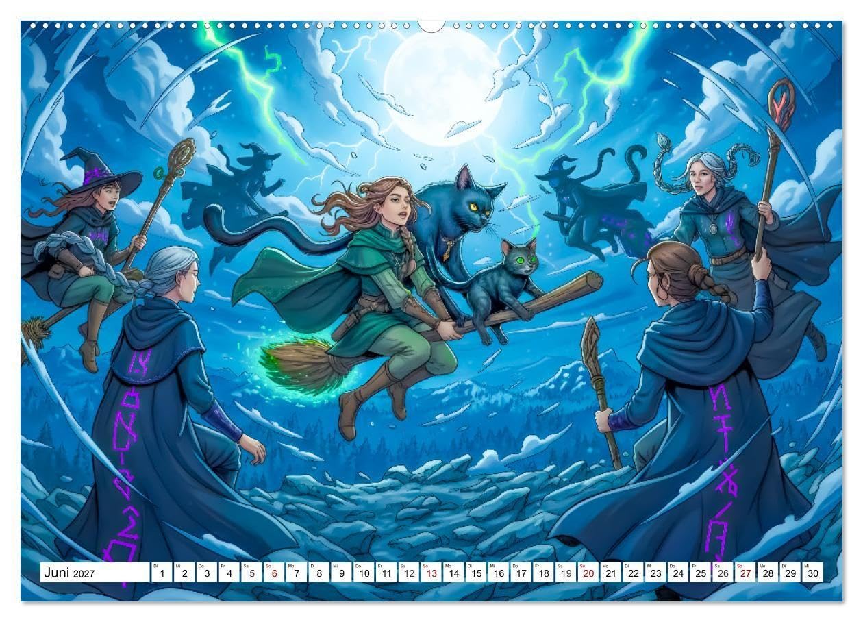 Die Walpurgisnacht - Alruns großes Hexenabenteuer (Wandkalender 2027 DIN A2 quer), CALVENDO Monatskalender: Eine fantasievolle, kind- und ... Überlieferungen neu erzählt. (CALVENDO Kunst)