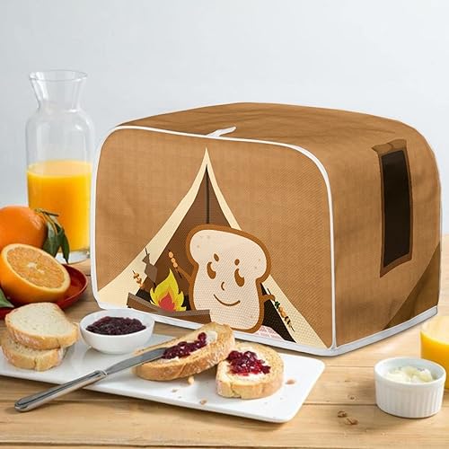 Vista 4 de Dreaweet Funda para tostadora de dibujos animados Kawaii Toast, de poliéster, se adapta a la mayoría de tostadoras de ranura larga de 4 rebanadas