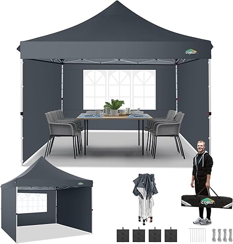 Miniatura 22 de COBIZI Carpa 10x20 Pop Up con paredes laterales, carpa comercial impermeable Ez al aire libre, cenador instantáneo con protección UV 50+ para