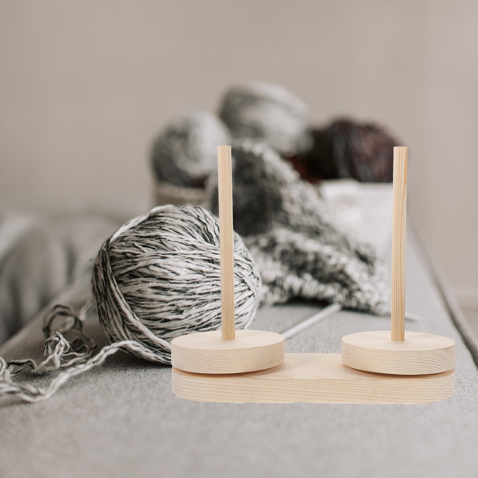 SHINEOFI Porta Filati in Legno Beige Rotante per Ricamo e Cucito Domestico