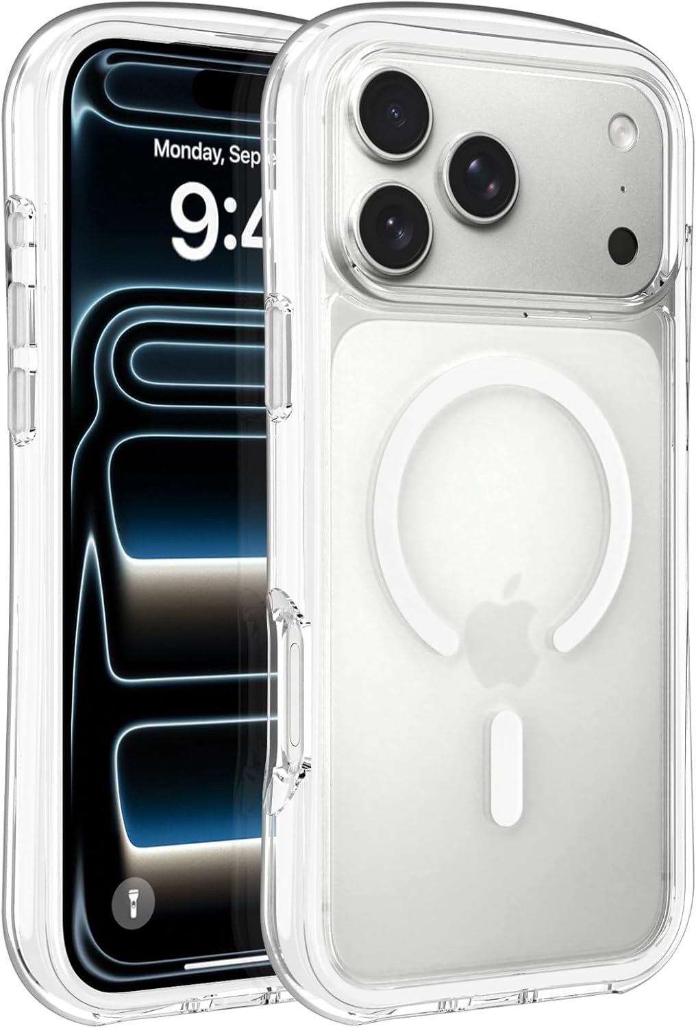 MZELQ for iPhone 17 Pro Max Case [ Compatible with MagSafe ] - Stylish Crystal Phonwe Case with Drop Protection - Premium Magnetic Cover for iPhone 17 Pro Max -White