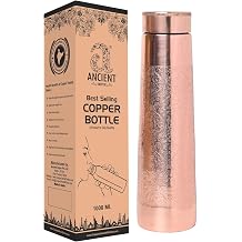 ANCIENT IMPEX Pure Copper Water Bottle 900 ml 30.43 FL Oz | Lighthouse Shape with Etching Pattern | Ayurveda Copper Bottle for Health Benefits & Daily Hydration