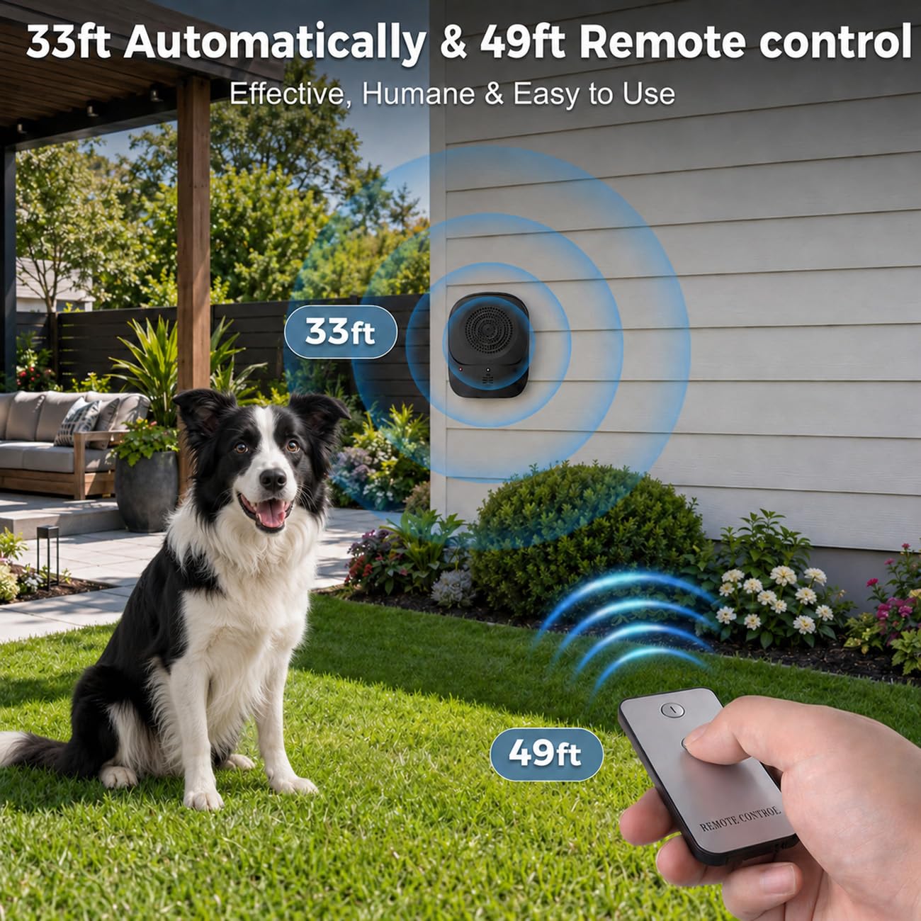 Dispositivo Anti-ladridos para Perros, Dispositivos Disuasorios de Ladridos Perros, Caja de Ultrasonidos 4 Modos con Mando a Distancia, Dispositivo Anti-ladridos 33ft, Interior/Exterior (negro)