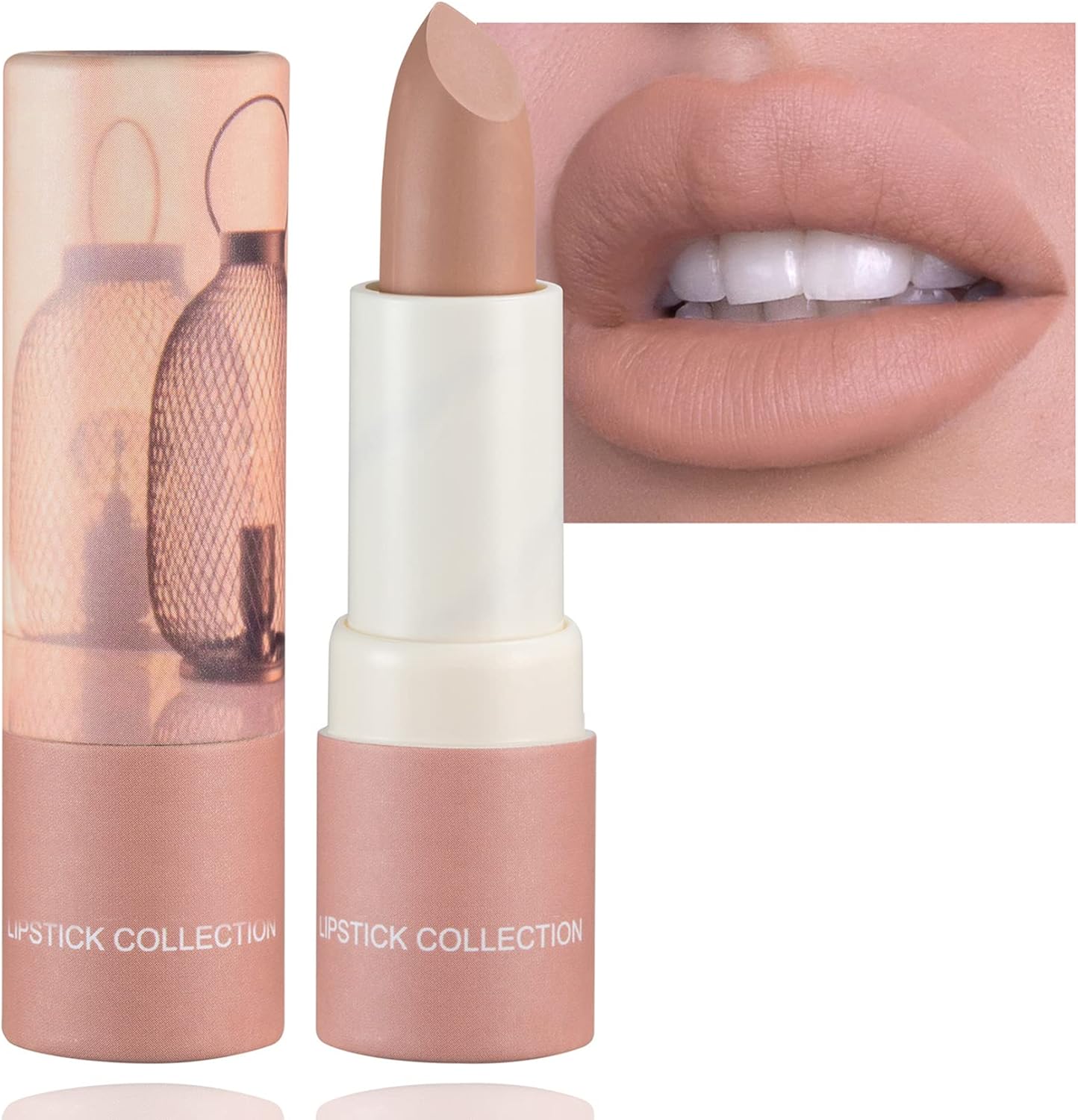 Rouge à lèvres nude mat, tube de papier nude mat pour femme, couleurs