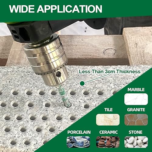 Miniatura 4 de Brocas de diamante para azulejos de porcelana, juego de sierra de agujero de diamante seco para piedra de granito de mármol de cerámica, kit de