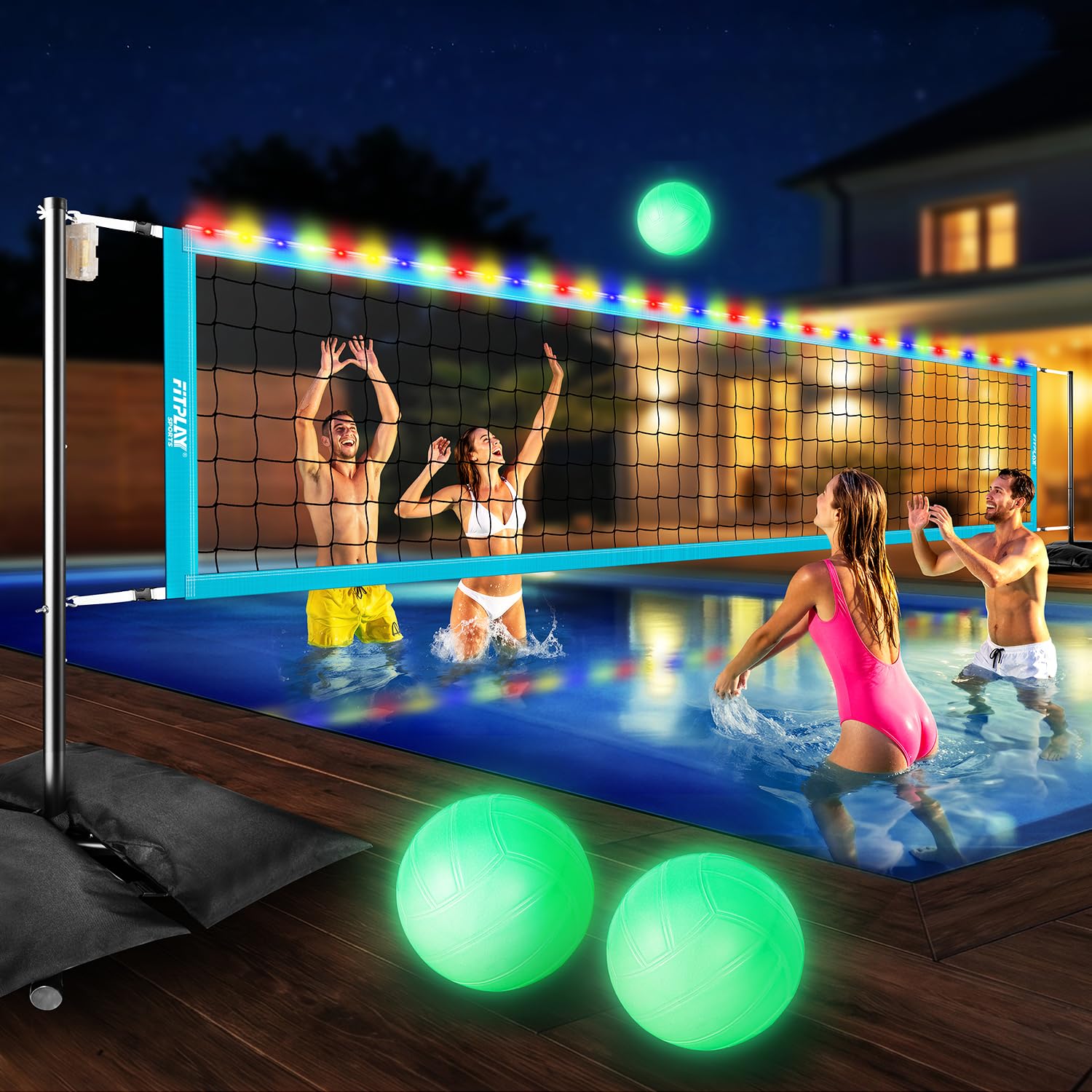 Photo 1 of Fitplay Sports Pool Volleyball Net (15-32FT, Blue)