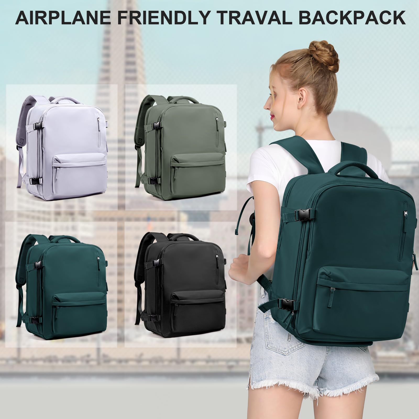 SZLX Zaino Ryanair 40x30x20 Sottovuoto Bagaglio a Mano 40x20x25 Donna Zaino da Viaggio 40x30x20 Wizzair Borse da Cabina per Easyjet 45x36x20 Uomo per Laptop 14 Pollici con Porta USB e Porta Scarpe