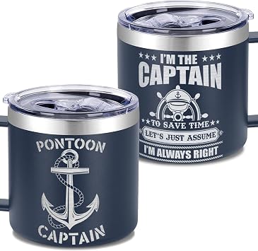 14 Oz Boating Tumbler Captain & Boat Owner Gift, Nautical Accessories for Men, Pontoon Boater Gift, Funny Boat Lover Drinkware