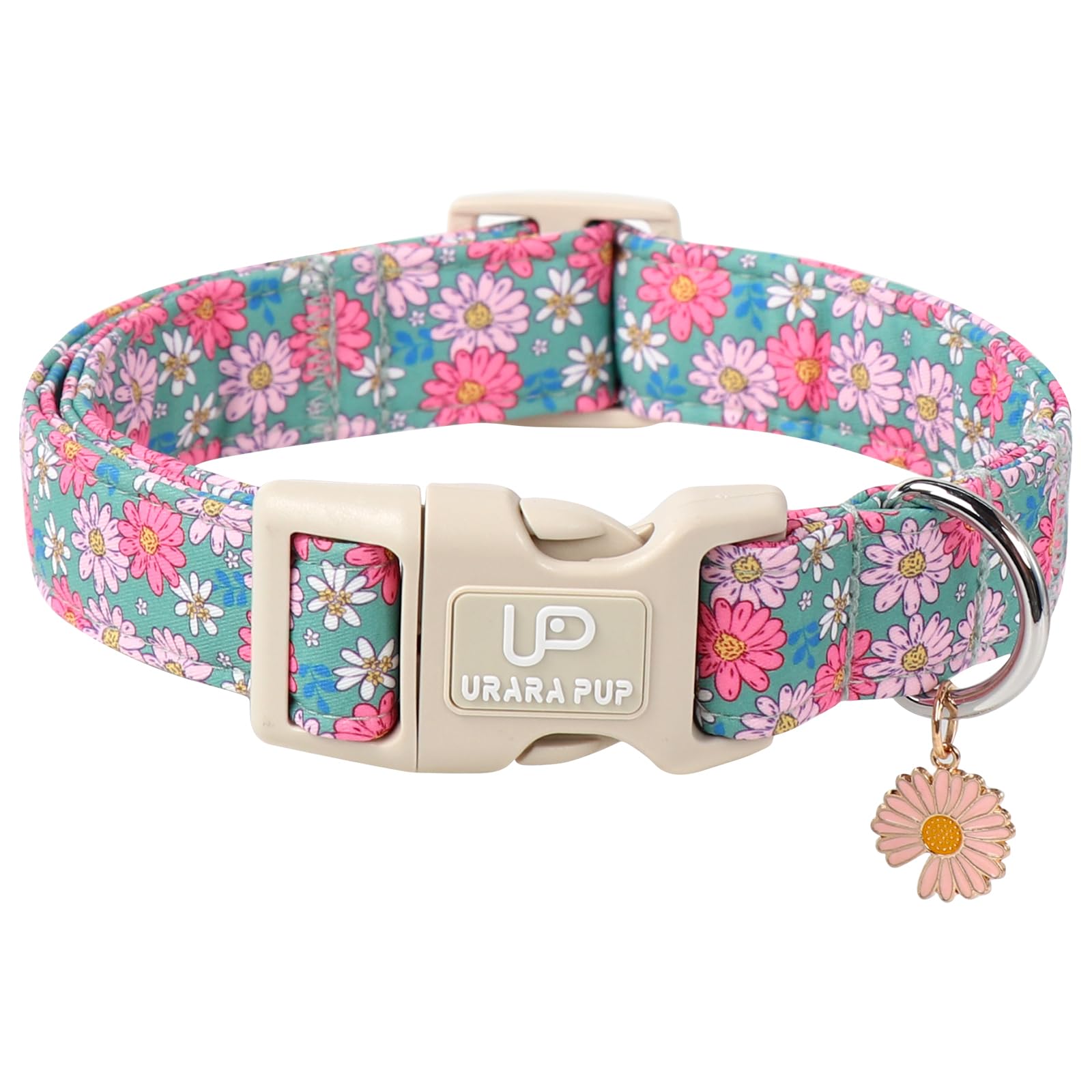 UP URARA PUP Summer Dog Collar–Spring Summer Floral Dog Collars,Wildflowers Pet Collar with Quick Release,Adjustable for Small/Medium Dogs