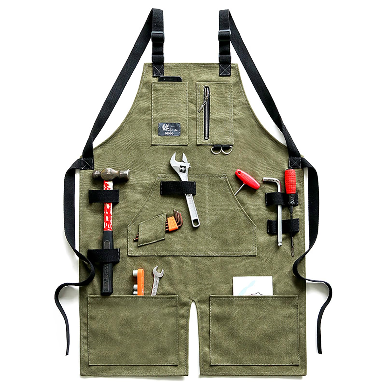 Tablier camping imperméable multi-poches en toile épaisse style outdoor