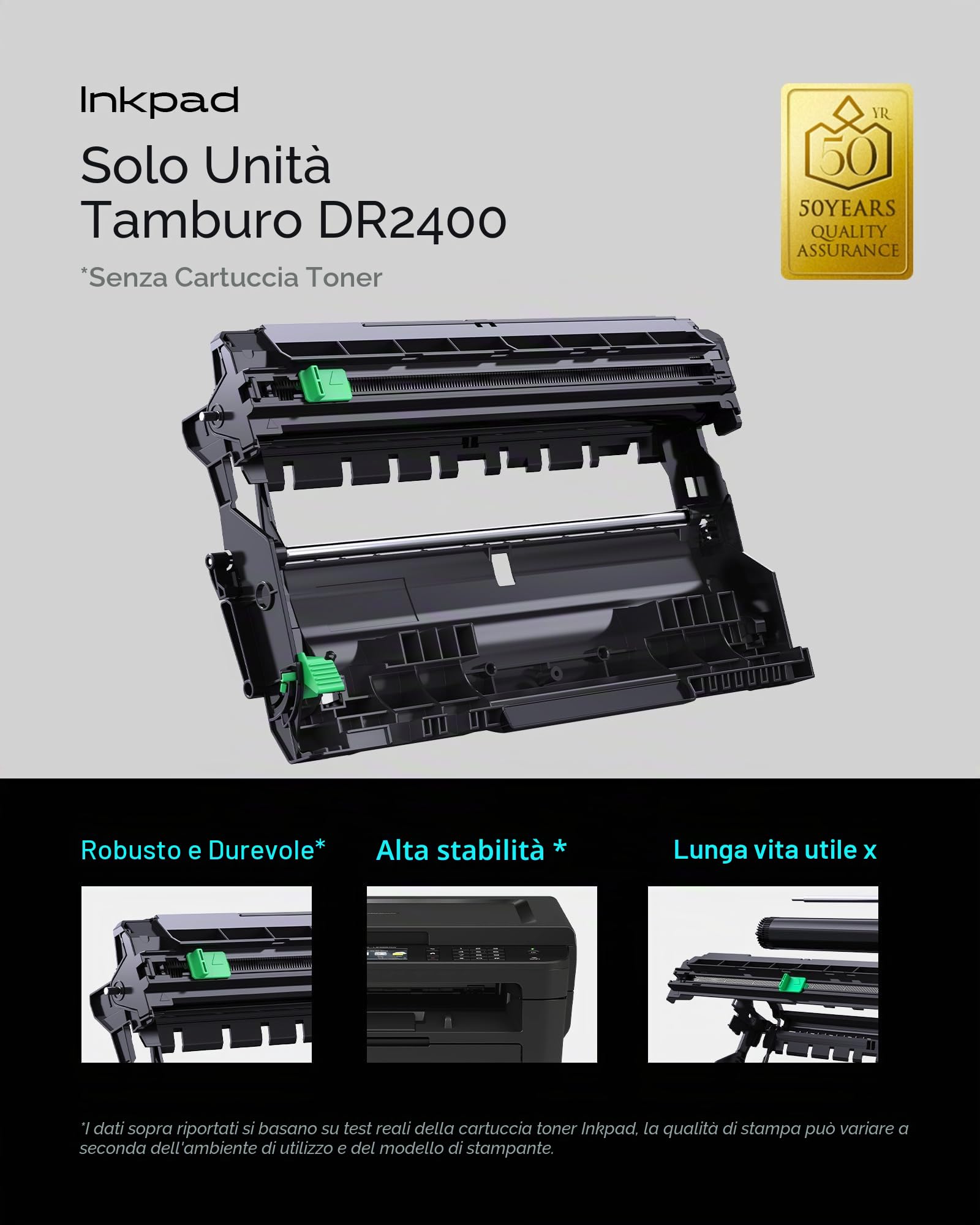 iNKPAD DR2400 Tamburo (Solo unità tamburo) per Brother DR-2400 per Brother DCP-L2530DW L2510D L2537DN L2550DN HL-L2350DW L2310D L2357DW L2370DN L2375DW MFC-L2710DW L2710DN L2730DN DW L2755 0DW