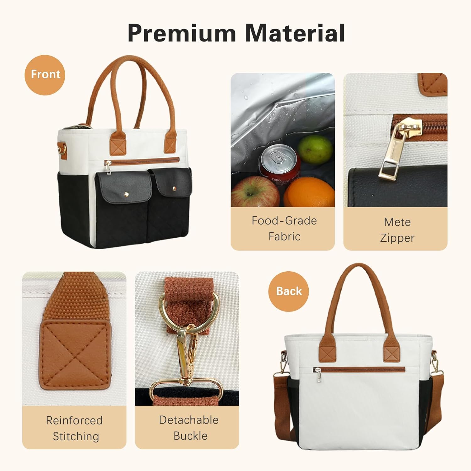 Insulated Lunch Bag Women, Wide Opening Leakproof Lunch Box Women, Large Capacity Cooler Bag with Pockets Cup Holder, Adjustable Shoulder Strap Lunch Tote for Work Picnic Beach Family College Teacher