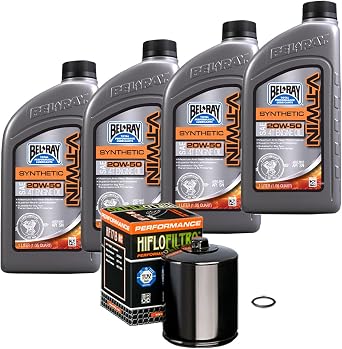Bel-Ray Synthetic Engine Oil Change Kit Compatible with Harley-Davidson Big Twin and Sportster 1984-Up, 1984-2017 Harley Twin Cam & Evolution, Black Oil Filter