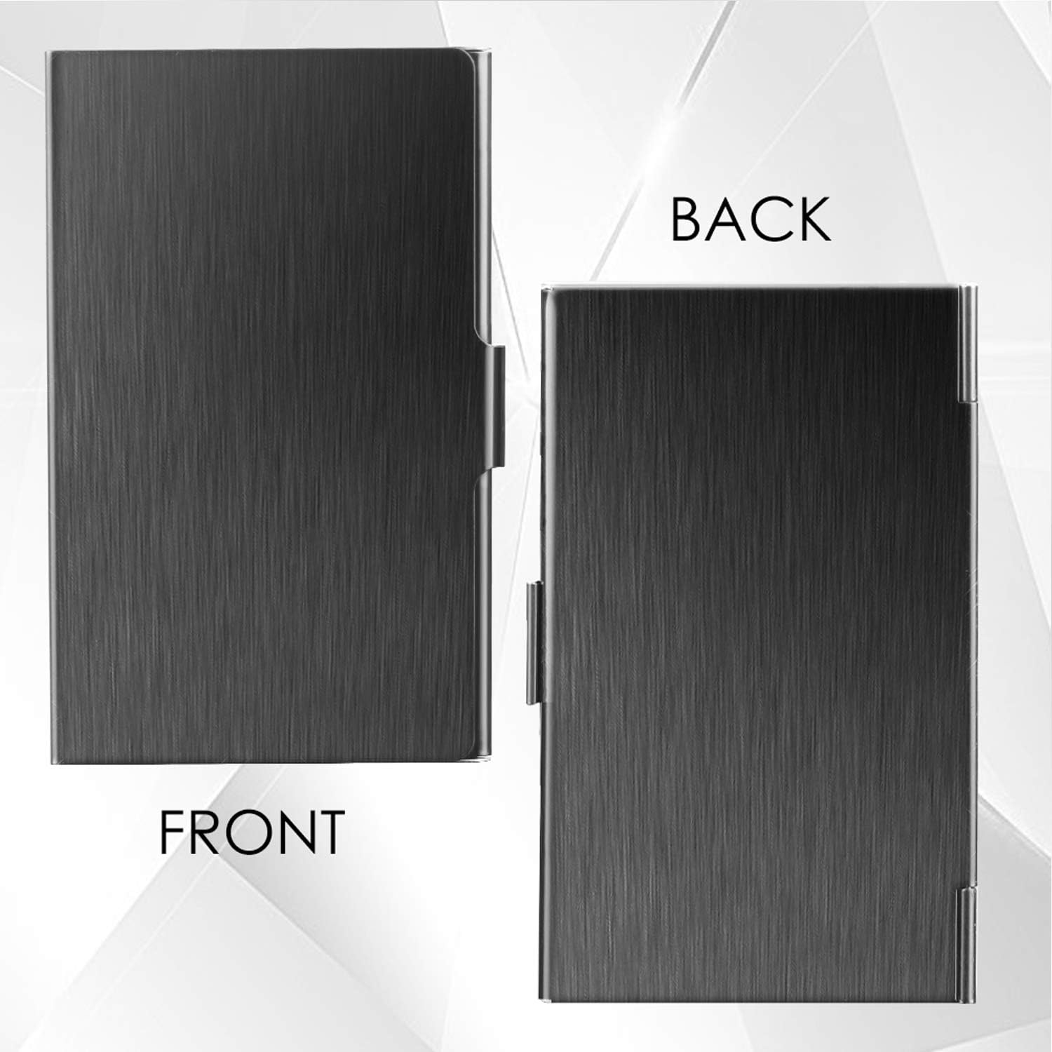 MaxGear Metal Business Card Holder for Men & Women, Pocket Business Card Case Slim Business Card Wallet Business Card Holders Name Card Holder, 3.7 x 2.3 x 0.3 inches, Stainless Steel, Black : Office Products