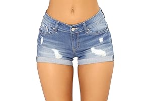Women's Casual Summer Mid Waist Stretchy Denim Jean Shorts Junior Short Jeans