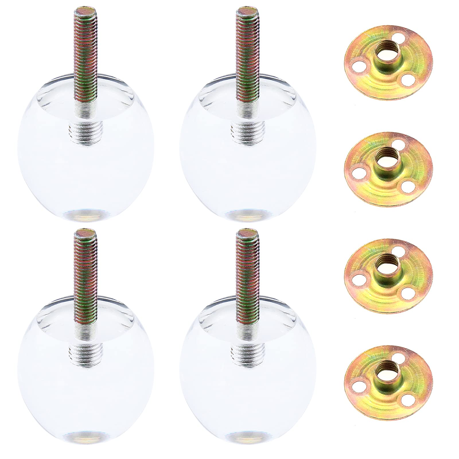 Mewutal 4pcs 2 Inch Height Creative Clear Acrylic Funiture Legs, 2.29 Inch Diameter Round Transparent Sofa Legs Coffee Table Legs Cabinet Plexiglass