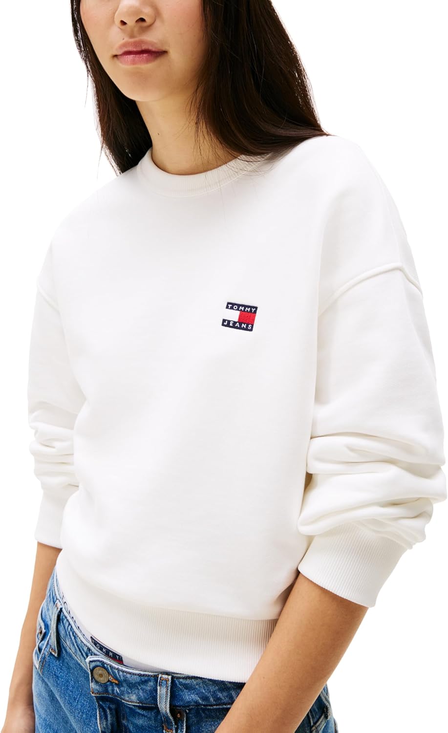 Tommy Jeans womens Medium Weight Pullover Crewneck With Embroidered Flag Logo - Image 2