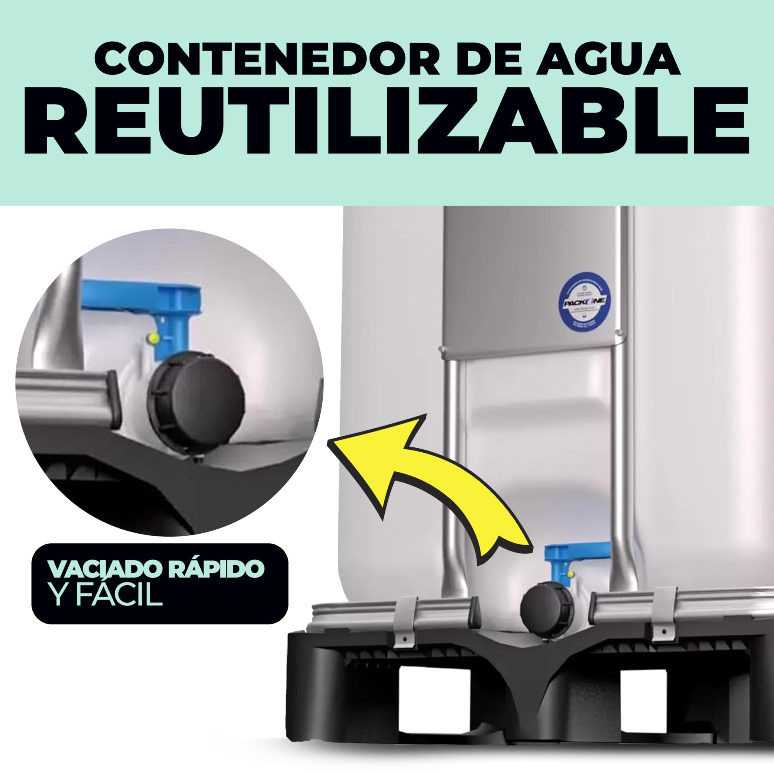 WERIT Depósito de Agua 300L IBC GRG - Con Grifo, Palet Reforzado, Certificación ADR, Contenedor de Agua, Ideal para Almacenamiento y Transporte Seguro de Líquidos, Alta Durabilidad y Fiabilidad