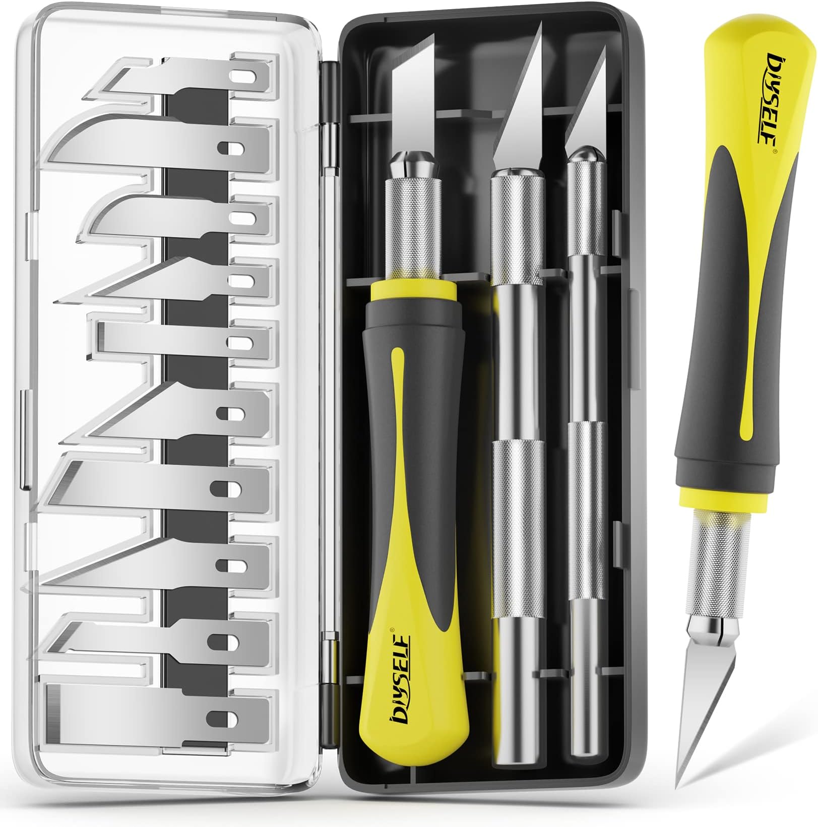 DIYSELF 16-Piece Craft Knife Set, Exacto Knife Set, 3-Piece Hobby Knives with 10-Piece Exacting Knife Blades, Precision Art Knife for Pumpkin Carving Tools, Modeling, Exactly Knife