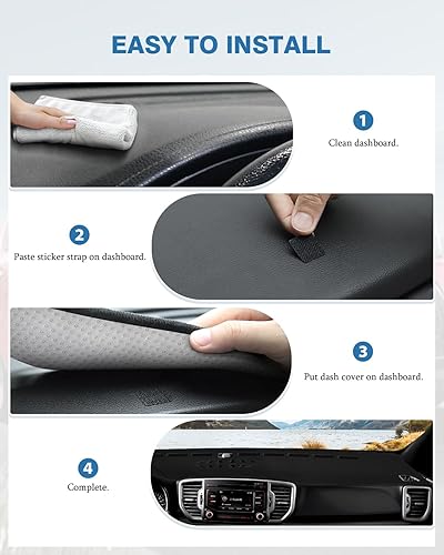 Miniatura 7 de FIILINES Cubierta para tablero compatible con Kia Sportage 2017 2018 2019 2020 2021 2022 cubierta de tablero de salpicadero antideslizante protector