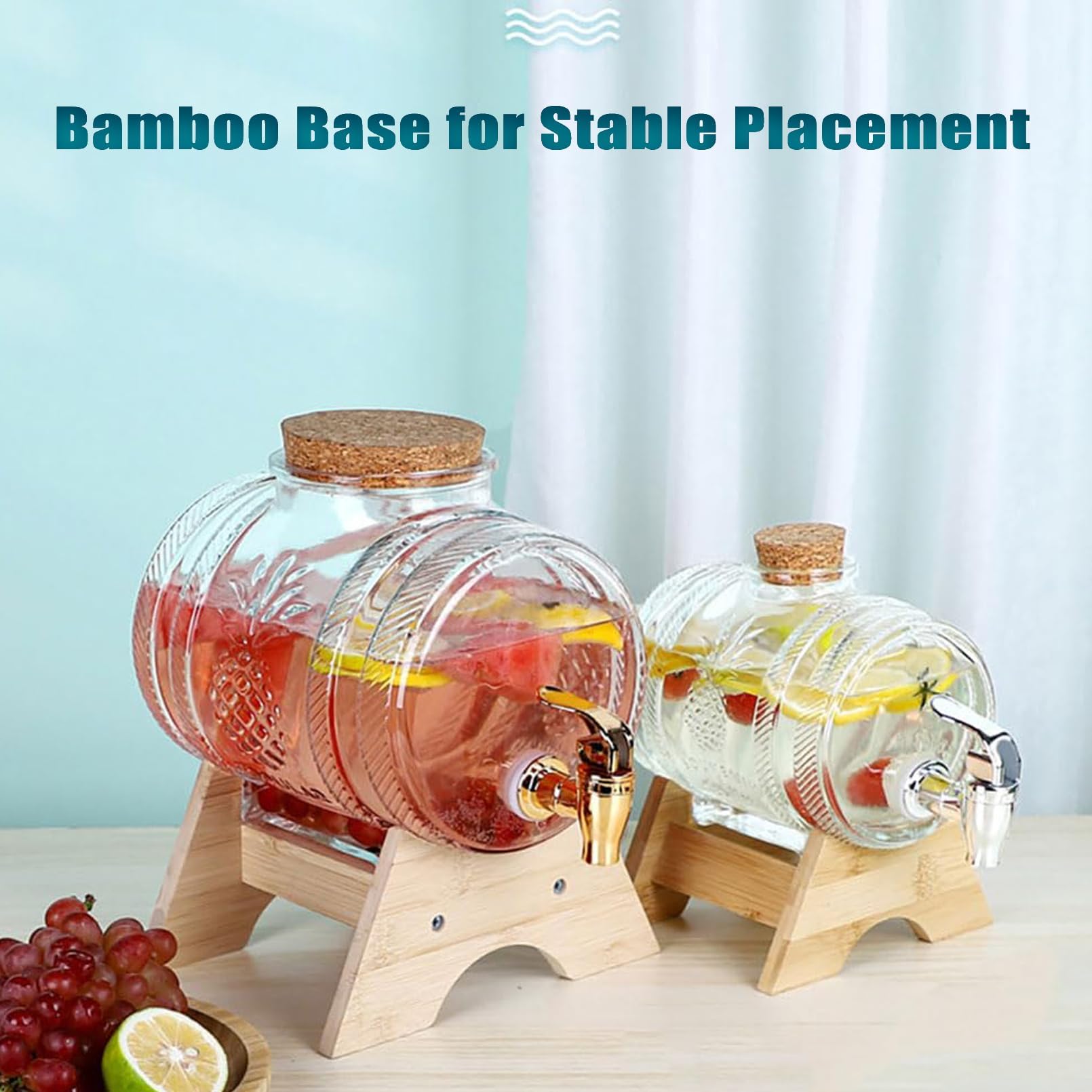 Dispensador de agua de 5 litros con grifo, sin BPA, a prueba de fugas, dispensador de bebidas de madera para oficina, camping, zumos y bebidas frías, perfecto para fiestas y eventos