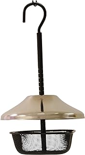 Mealworms Bird Feeder | 5 x 5 inch Powder Coated Mesh Bowl with Adjustable Stainless Steel Roof