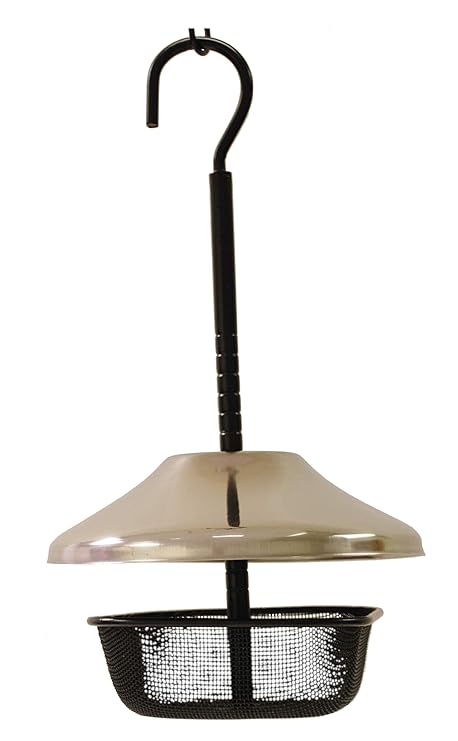 Wildlife Sciences Mealworms Bird Feeder | 5 x 5 inch Powder Coated Mesh Bowl with Adjustable Stainless Steel Roof