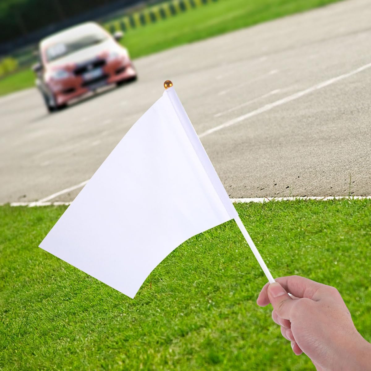 Veemoon Drapeaux d'Arbitre Blancs 20x30 cm Mât PP 40 cm Lot de 20