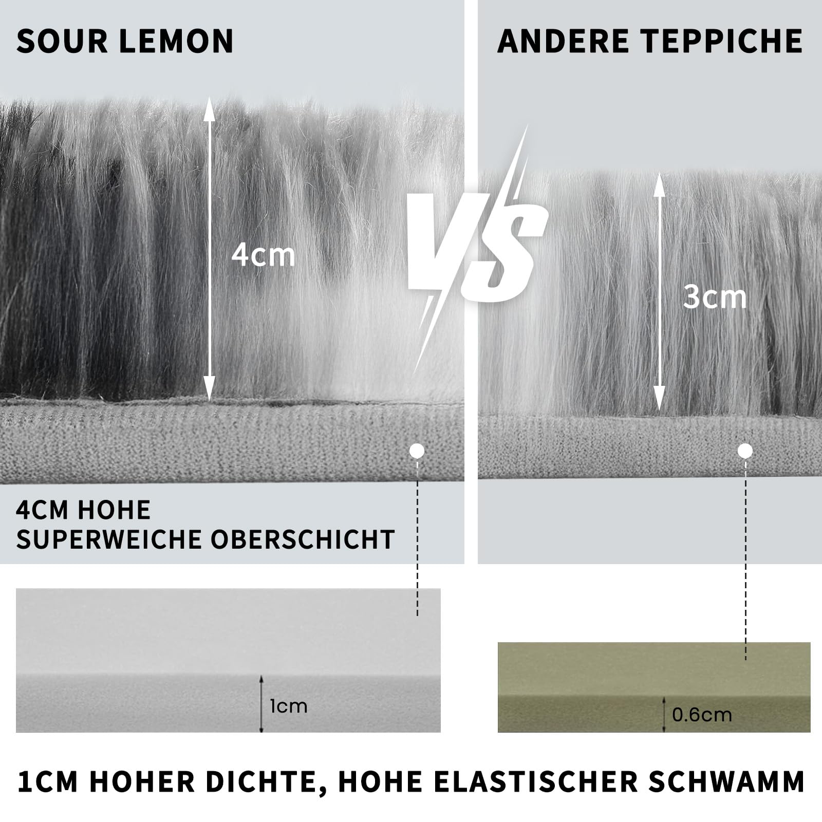 Treeboy Hochflor Teppich Wohnzimmer 240X300Cm Großer Schwarz Grau Und Weiß.