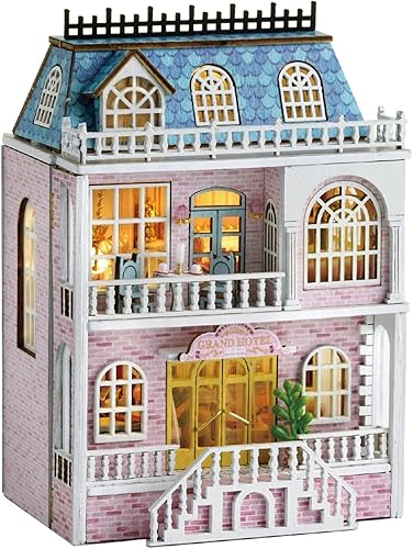 Kit de casa en miniatura de bricolaje, casa de muñecas de madera, kit de muebles en miniatura de madera, kit de casa de muñecas en miniatura que se