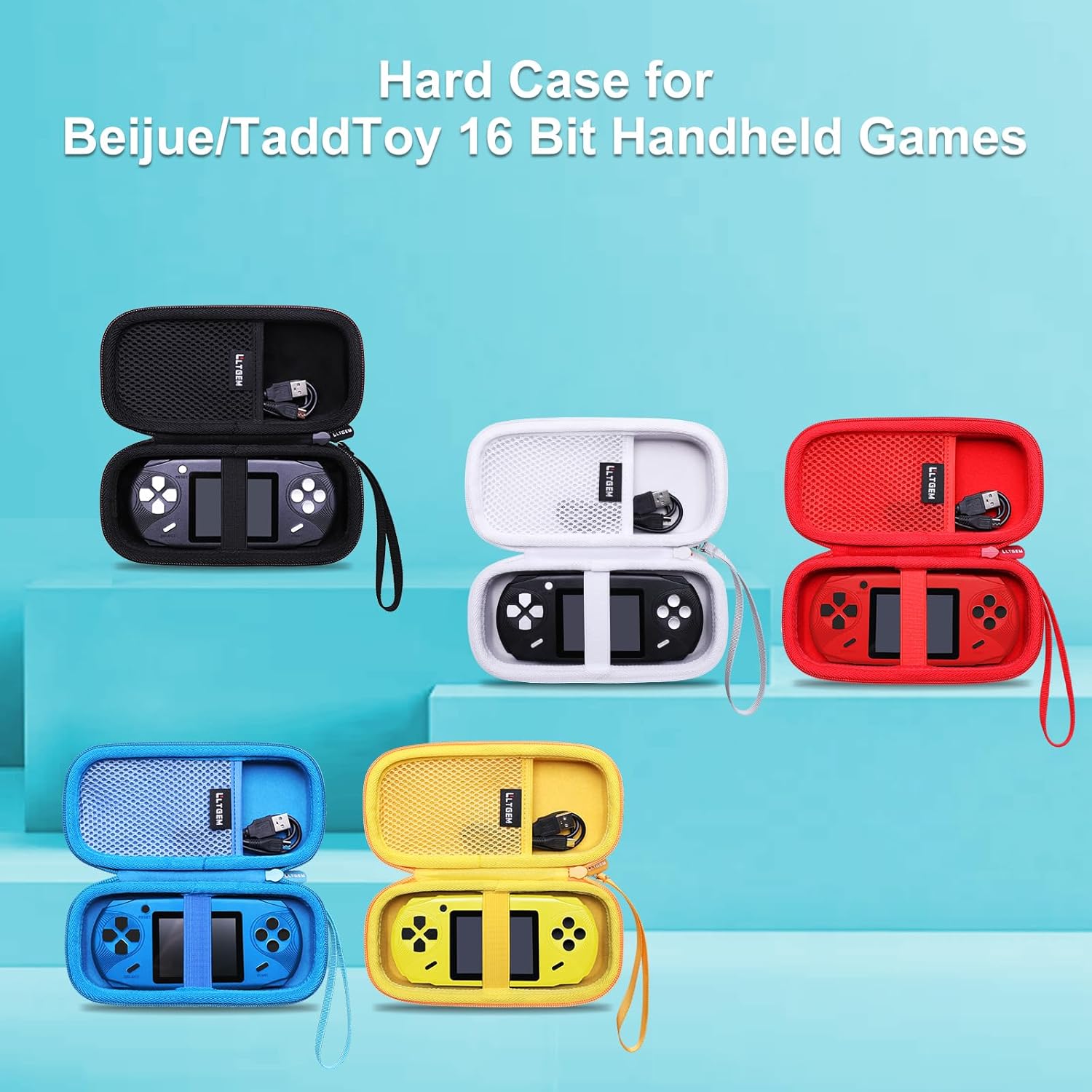 LTGEM Case Compatible with Beijue/TaddToy 16 Bit Handheld Games, Black(Case Only)