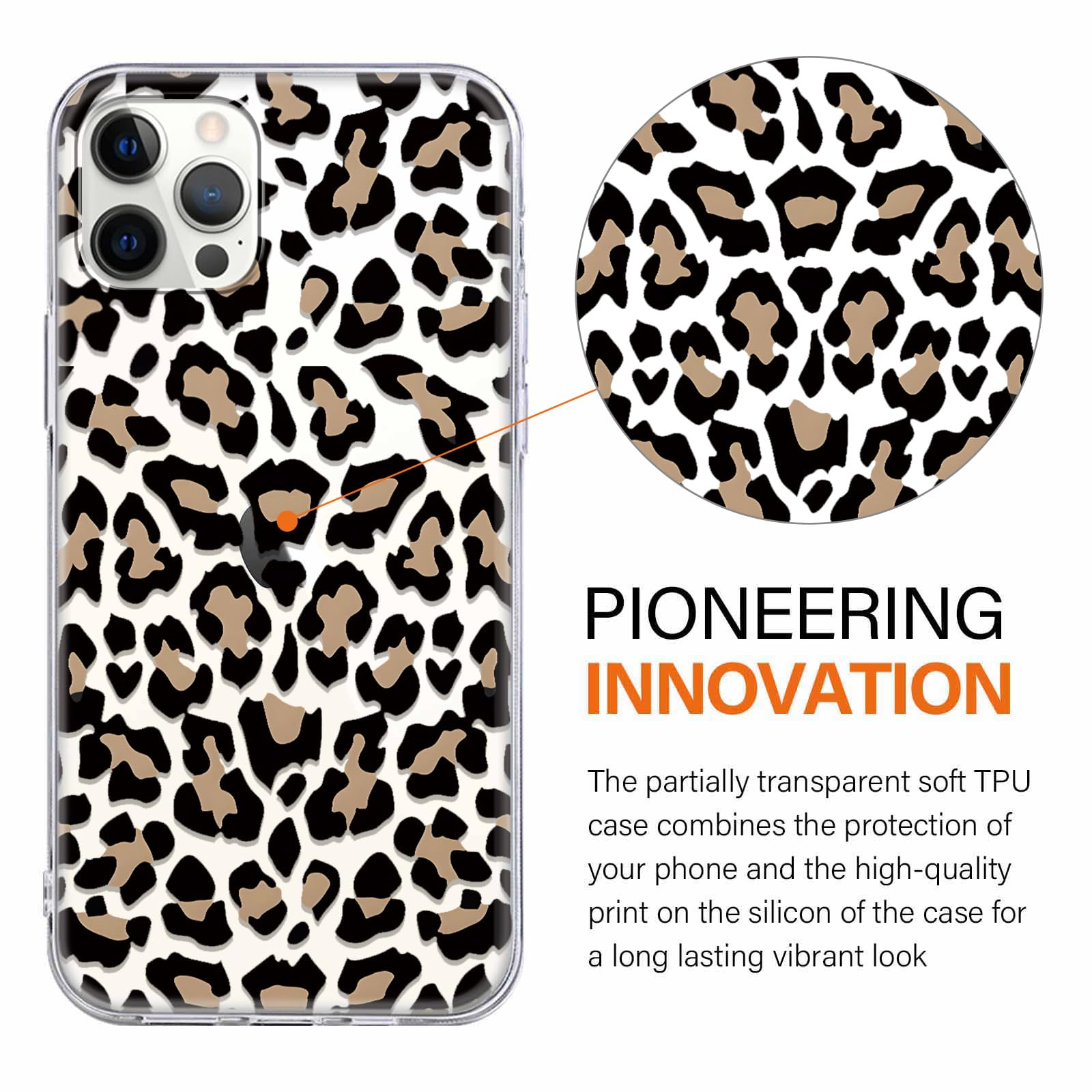 Yoedge 2 × Cover per iPhone 15 Pro Max 6,7" - Custodia Marrone Leopardo per Telefono in Trasparente con Aesthetic Disegni, Custodie per Cellulare in Silicone TPU per iPhone 15 Pro Max case - Vista 3