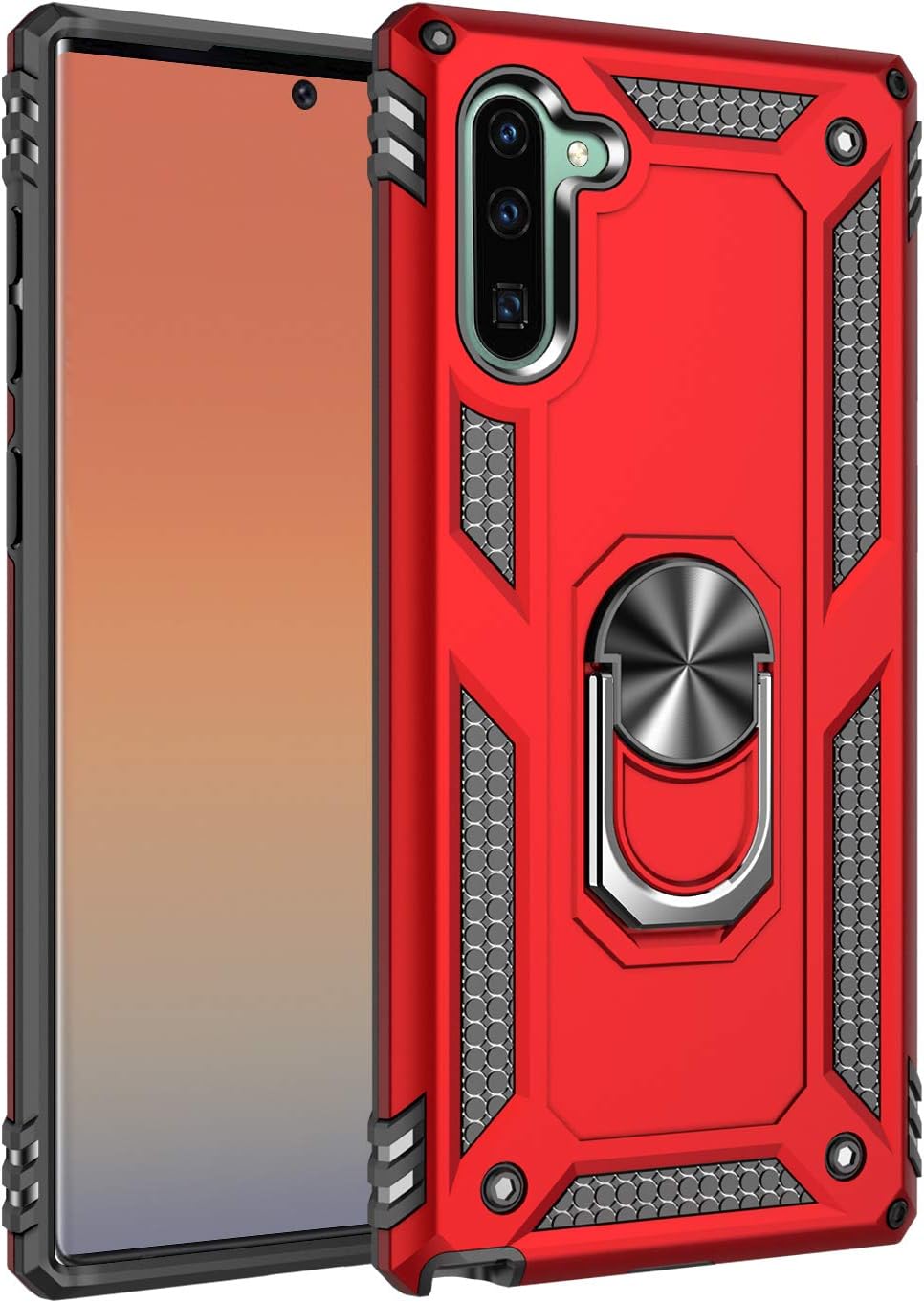 CUBIX Back Cover for Samsung Galaxy Note 10 Robot Series Back Cover Case Scratch Free Slim Hybrid Defender Bumper Shock Proof Case Cover with Kick Stand (Red)