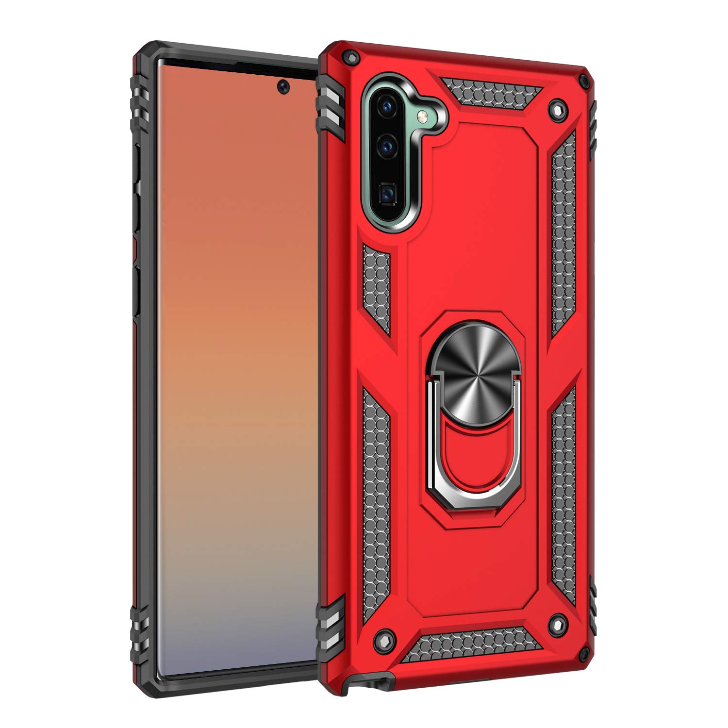 CUBIX Back Cover for Samsung Galaxy Note 10 Robot Series Back Cover Case Scratch Free Slim Hybrid Defender Bumper Shock Proof Case Cover with Kick Stand (Red)